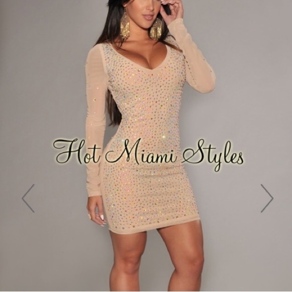 Hot Miami style (0223) Jeweled Dress - sparkly rhinestone, strass, new year - Picture 4 of 8